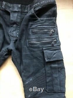 Mens Balmain Coated Black Cargo Denim Jeans Trousers 100% Authentic Size 34