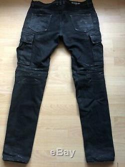 Mens Balmain Coated Black Cargo Denim Jeans Trousers 100% Authentic Size 34