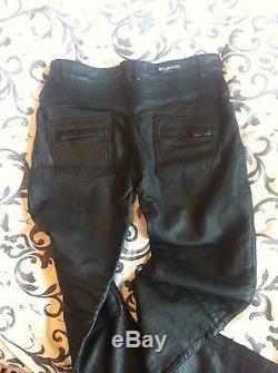 Mens Balmain Leather Trousers W32 L34 Pant Jeans