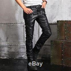 Mens Balmain Leather Trousers W32 L34 Pant Jeans