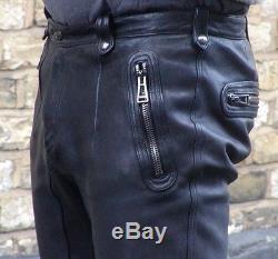 Mens Belstaff black leather biker style jean size 32