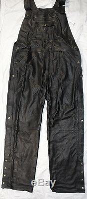 Mens Black Premium Analine Cowhide Leather Overalls