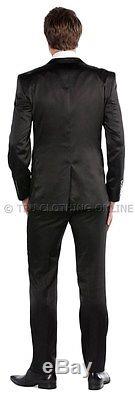 Mens Black Shiny Wedding Party Suit Blazer, Trouser, Crovat & Waistcoat