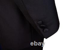 Mens Black Tuxedo Suit Black Tie Dj Ex Hire Single Breasted Jacket And Trousers