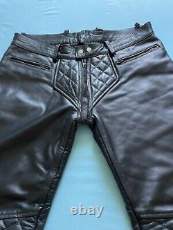 Mens Bockle leather trousers 36 waist. Gay interest