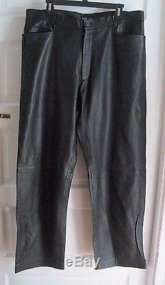 Mens Country Road Black 100% Leather Motorcycle Pants Jeans 38 x 33 Buttery Soft