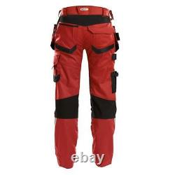 Mens Dassy Work Trousers Flux with Stretch Multi Pockets and Knee Pockets Red