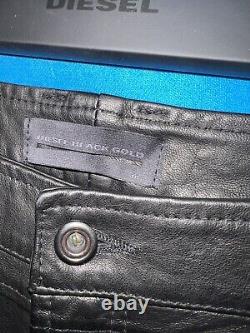 Mens Diesel Leather Pants Trouser Brand New Black Gold £1300 Black 32 W-32 L