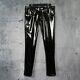 Mens Glossy Patent Leather Tights Pants Trouser Nightclub Casual Punk Black New