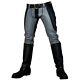 Mens Gray Genuine Leather Pants Trousers