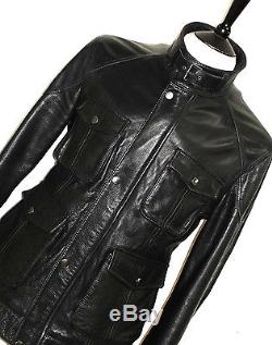 Mens Hugo Boss Black 100% Heavy Leather Safari/ Biker Style Jacket Coat 42r
