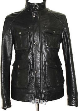 Mens Hugo Boss Black 100% Heavy Leather Safari/ Biker Style Jacket Coat 42r