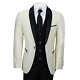 Mens Ivory Black 3 Piece Tuxedo Suit Wedding Prom Grooms Wear Retro Tailored Fit