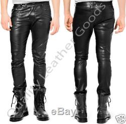 Mens Leather Jeans Thigh Fit Outrageously Luxury Pants Trousers