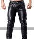 Mens Leather Quilted Biker Pants/trousers For Men With Back Zip