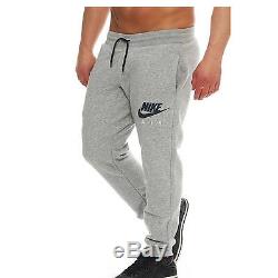 Mens Nike Air Fleece Swoosh Logo Black Grey Tracksuit Bottoms Pants Joggers S-XL