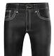 Mens Original Leather Black Pants Trousers 501 Style Breeches Biker Pants Bluf