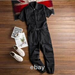 Mens Overalls Trousers Short Sleeve Hip-hop Summer Youth Leisure Jumpsuits Pants