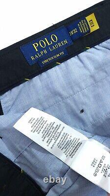 Mens Polo Ralph Lauren stretch tailored slim fit black chino trousers W31 L32