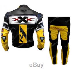 Mens Racing Motorcycle Leather Suit Motogp Motorbike Leather Jacket Trouser