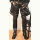 Mens Real Leather Breeches Motorcycle Biker Jeans Trouser Pants Fashion Black