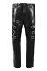 Mens Real Leather Pant Black Fitted Gothic Rock Punk Biker Glaze Leather Trouser