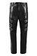 Mens Real Leather Pant Black Fitted Gothic Rock Punk Biker Glaze Leather Trouser