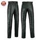 Mens Real Leather Pants Cowhide Jeans Style Bikers Trousers Slim Fit Simple Size