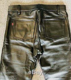 Mens Rob Leather Jeans Trousers Hipster Slim Fit Black 31-32 W 32 L Bluf