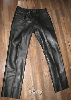 Mens Schott Jean Cut Steerhide Black Leather Biker Jeans SZ 36 Style #600