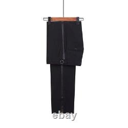 Mens Suit Black Tuxedo Two Piece 100% Wool Black Tie Dinner Jacket & Trouser 2PC
