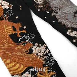 Mens Sweatpants Japanese Pattern Embroidery Dragon Track Pants Casual Trousers