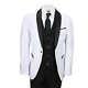 Mens White Black 3 Piece Tuxedo Suit Wedding Prom Grooms Wear Retro Tailored Fit