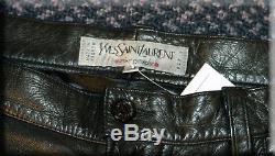 Mens Yves Saint Laurent Black Lambskin Leather Pants Size 34 L