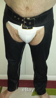 Mens leather chaps 30-34w from Expectations with leg zips fetish interest