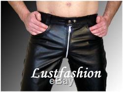 Mens leather pants black leather trousers new gay pants NEW gay Lederhose Cuir