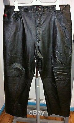 Michael Jordan TWO3 Discontinued Brand Men Black Leather Pants 42W 31L Big Tall