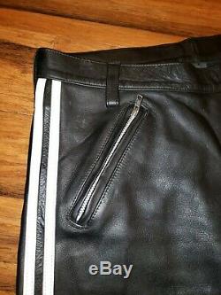 Mister B Leather Black Pants Size 35 MR-B Leather Stipe on size biker Berlin