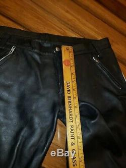 Mister B Leather Black Pants Size 35 MR-B Leather Stipe on size biker Berlin