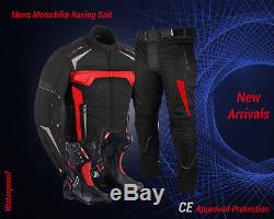 Motorbike Armoured Jacket Trouser Waterproof Motorcycle Riding Suit Racing Boots