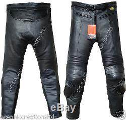 Motorbike Motorcyle 100% Genuine Real Leather Trousers Jeans CE Armoured
