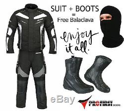 Motorbike Waterproof Suit and Boots Motorcycle Cordura Armoured Leather Shoes