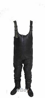Motorcycle Waxy Cowhide Analine Leather Bib And Brace Dungaree 308