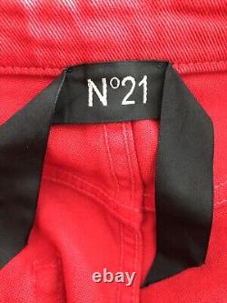 Nº21 Electro Black & Red Velvet Coated Pants Trousers Jeans Made In Italy