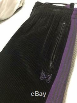 NEEDLES Track Pants 2017FF Corduroy Black x Purple Size-M Used from Japan F/S
