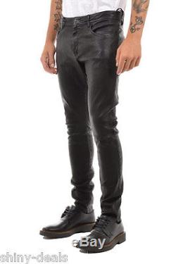 NEIL BARRETT New Man Black Stretch Leather SUPER SKINNY Fit Pants Trouser Size M