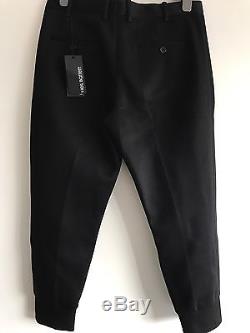 NEIL BARRETT Plain Black Slim-Fit Neoprene Cuff Trousers Size 48 W32 RRP £450