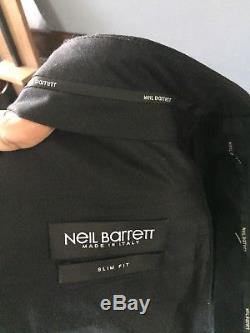 NEIL BARRETT Slim-Fit Cropped Cotton-Blend Trousers 32 Brand New Black Smart