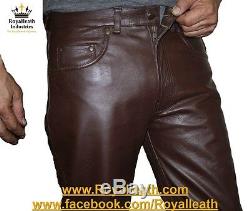 NEW 100% REAL LEATHER PANTS leder hosen pantalon fetish gay jeans bondage