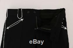 NEW $1000 DOLCE & GABBANA Pants Black Wool Cotton Dress Formal s. IT46 / W32